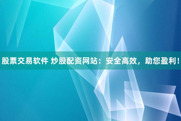 股票交易软件 炒股配资网站：安全高效，助您盈利！