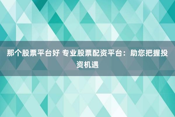 那个股票平台好 专业股票配资平台：助您把握投资机遇