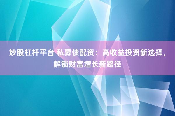 炒股杠杆平台 私募债配资：高收益投资新选择，解锁财富增长新路径