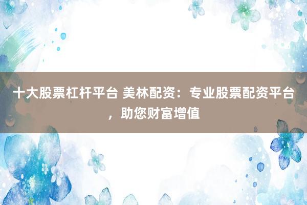 十大股票杠杆平台 美林配资：专业股票配资平台，助您财富增值