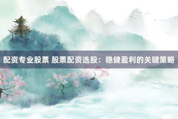 配资专业股票 股票配资选股：稳健盈利的关键策略