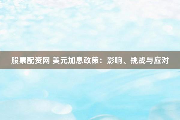 股票配资网 美元加息政策：影响、挑战与应对