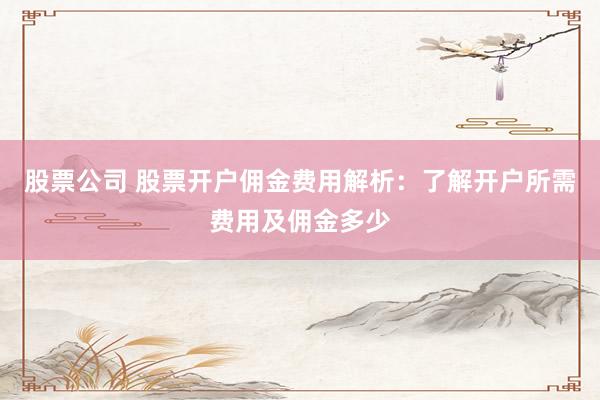 股票公司 股票开户佣金费用解析：了解开户所需费用及佣金多少