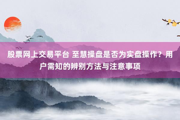 股票网上交易平台 至慧操盘是否为实盘操作？用户需知的辨别方法与注意事项