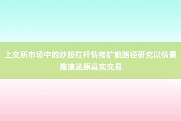 上交所市场中的炒股杠杆情绪扩散路径研究以情景推演还原真实交易