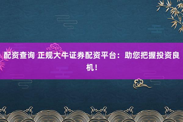 配资查询 正规大牛证券配资平台:助您把握投资良机!