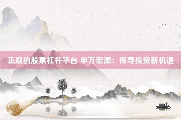 正规的股票杠杆平台 申万宏源：探寻投资新机遇