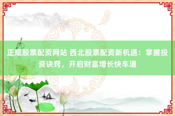 正规股票配资网站 西北股票配资新机遇：掌握投资诀窍，开启财富增长快车道